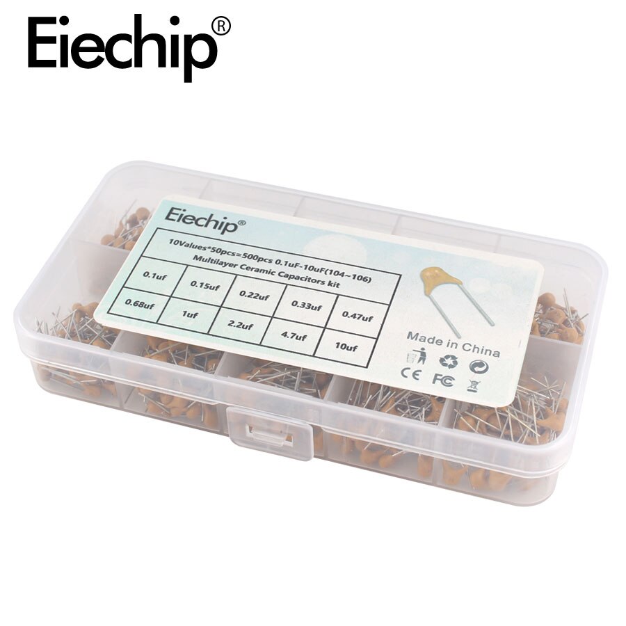 500 stücke/viel mehrschichtig Keramik Kondensator Sortiment Bausatz 10Werte * 50 stücke 0,1 uF-10 uF (104 ~ 106) 50V Keramik Kondensatoren einstellen Pack