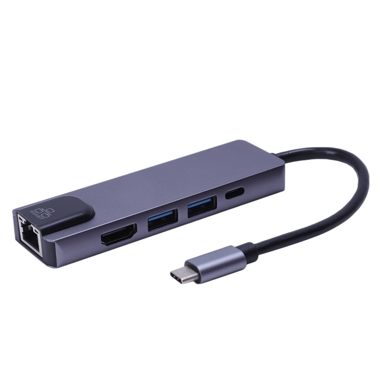 5 in 1 USB Type C Hub Hdmi 4K USB C Hub to Gigabit Ethernet Rj45 Lan Adapter for Pro Thunderbolt 3 USB-C Charger Port