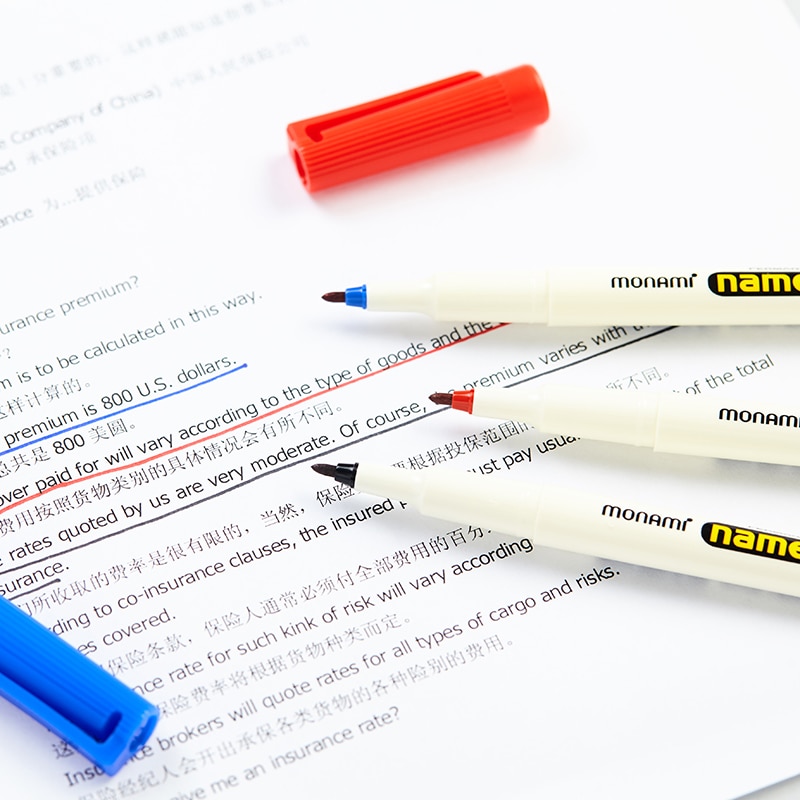 Monami-rotuladores permanentes con punta F de 1mm, marcador de Color para tela, plástico, vidrio, firma, Namepen, artesanal, delineador de dibujo, escuela, A6582
