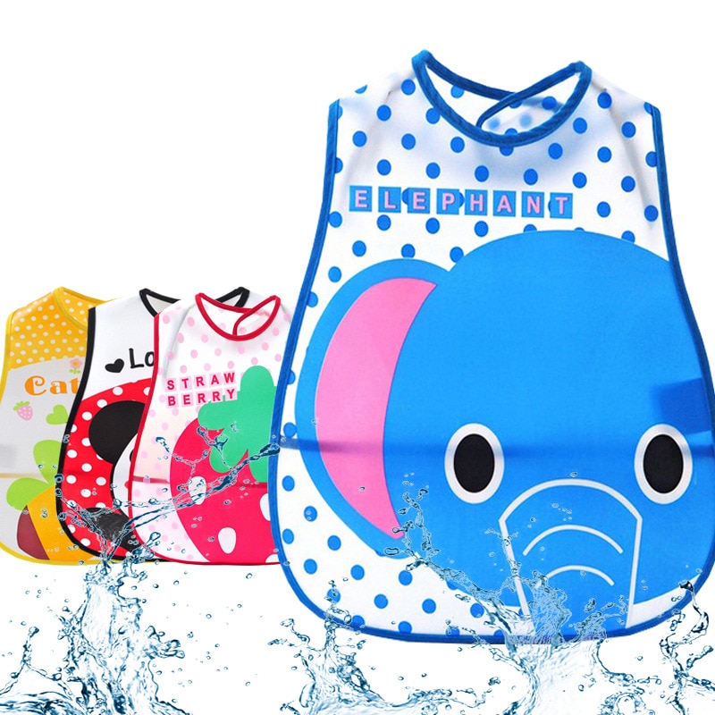 Adjustable Baby Bibs EVA Plastic Waterproof Lunch Feeding Bibs Baby Cartoon Feeding Cloth Children Baby Apron Babador de bebe