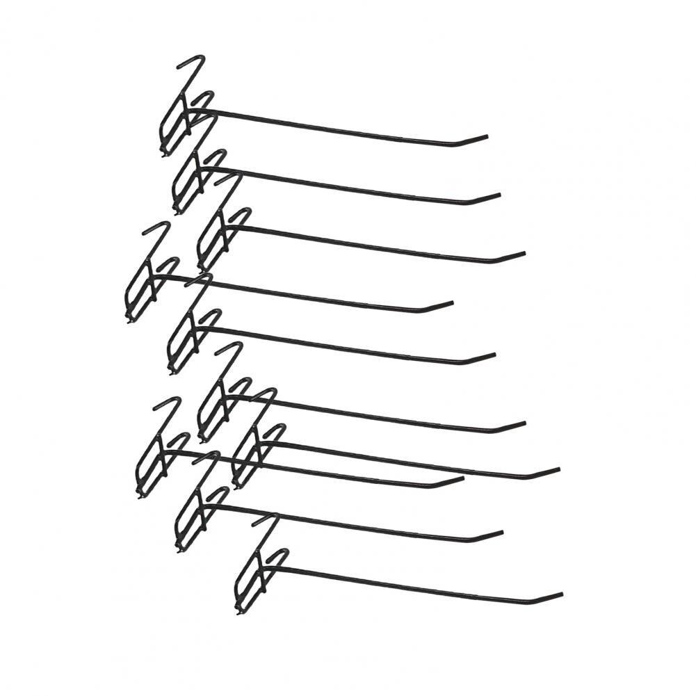 10Pcs Mesh Panel Hooks Stable Reusable Smooth Edge Hangers Metal Hooks: Black 15cm