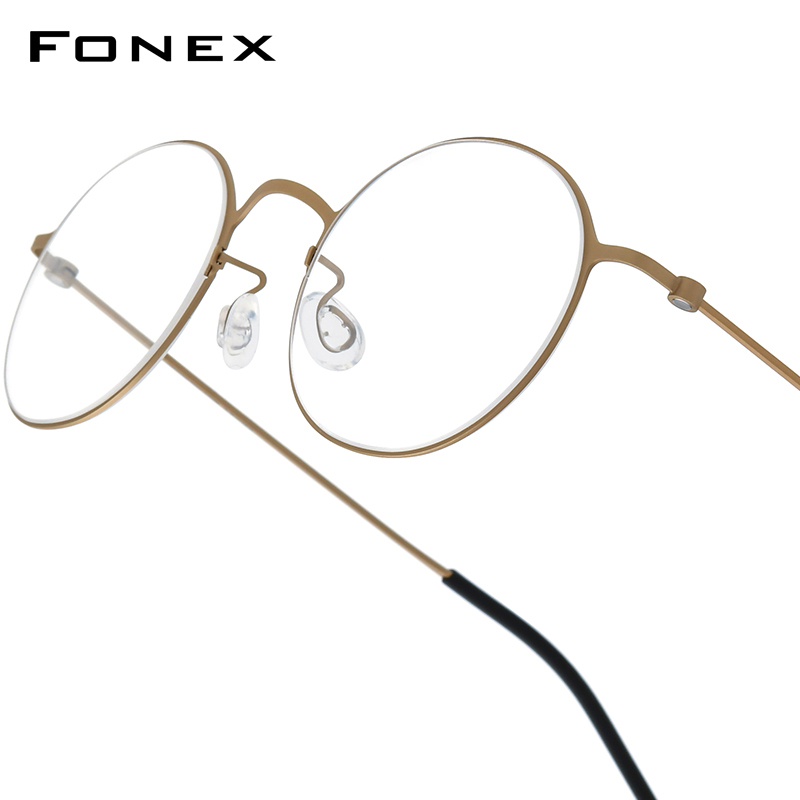 FONEX-Monture de lunettes en titane B pour hommes et femmes, de , montures rondes, poids ultraléger, Morten, lunettes coréennes sans vis: vert clair