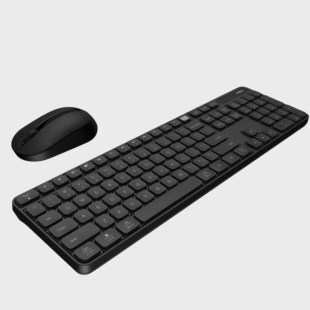 MIIIW Wireless Keyboard Mouse Set 104 Keys With USB Receiver 2.4GHz Mute Office Mouse Keyboard for PC: black