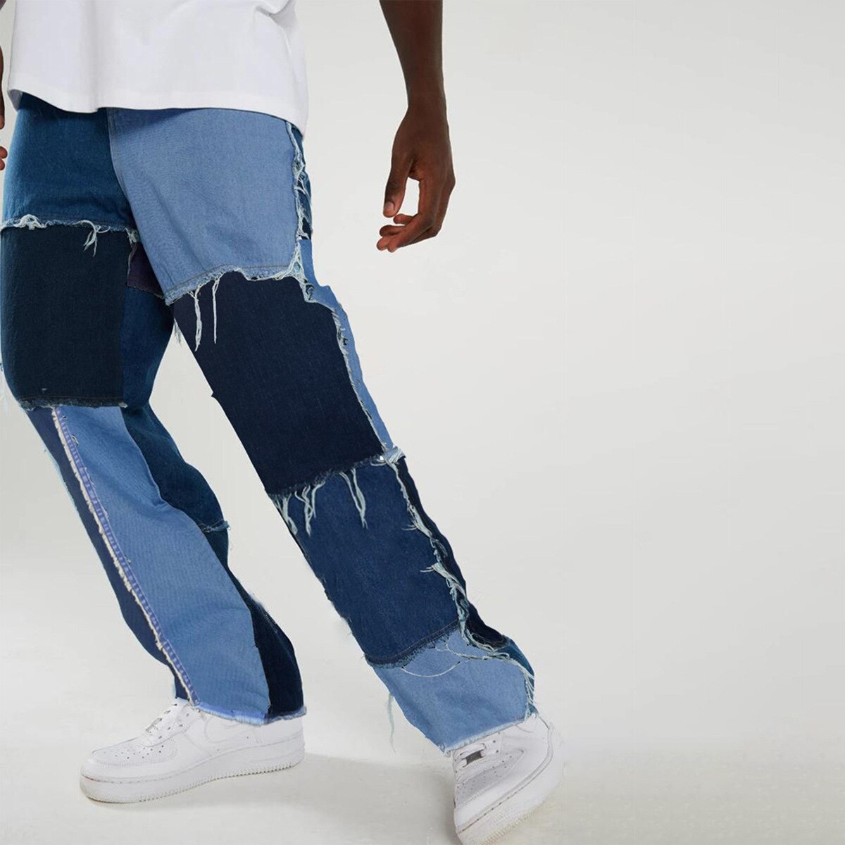 Pantalones vaqueros desgastados para hombre, Jeans holgados de pierna recta, ropa de calle de , pantalones rotos, ropa Chic para primavera y verano