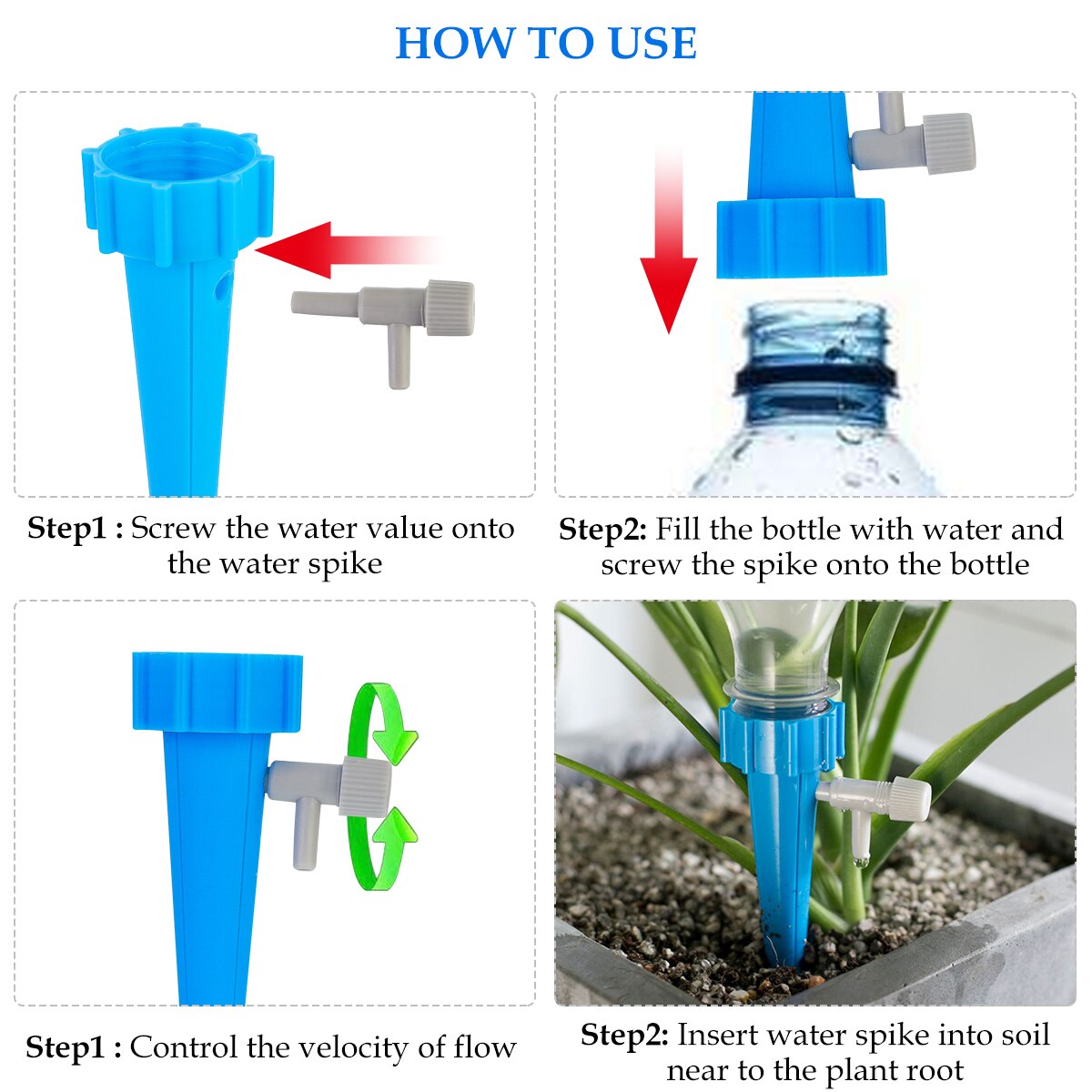 12 Stks/partij Automatische Drip Irrigatie Tool Spikes Bloem Planten Tuin Nuttig Self-Watering Apparaat Verstelbare Water