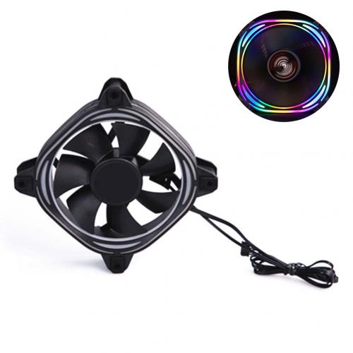 Mute 6 Pin 7 Blades Rgb Led Verlichting Computer Pc Case Cooling Fan Heatsink Koeler: Multicolor