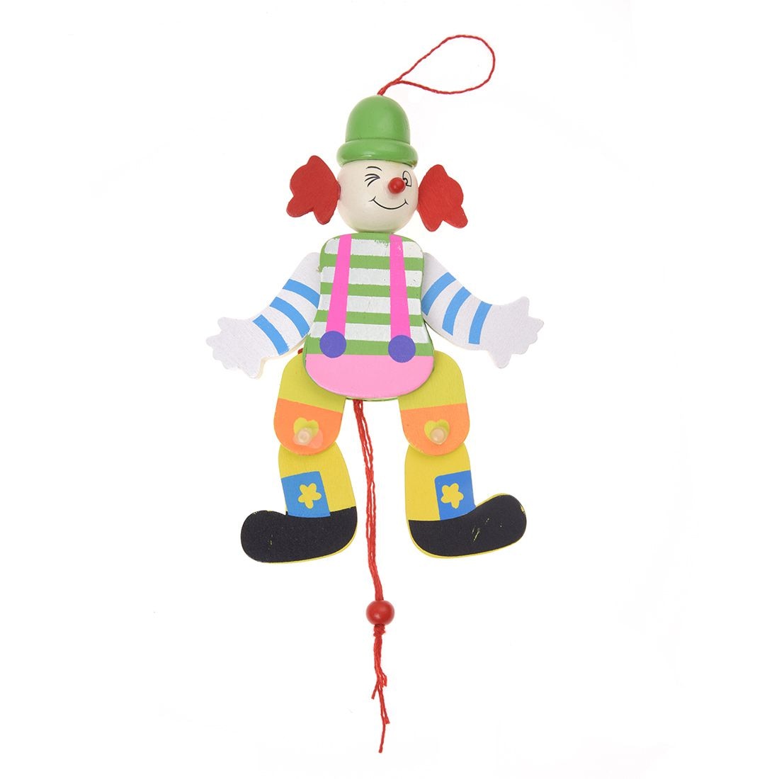 Houten Clown Trekkrachtkoord Speelgoed Armen Benen Gaan Up En Down Kids Speelgoed-Willekeurige Kleur