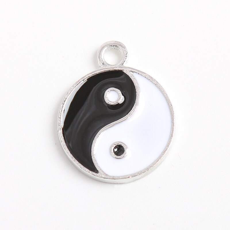 RAINXTAR Della Lega di Modo Enamle Pendenti e Ciondoli Double Sided Tai Chi Yin Yang Ciondolo Pendenti e Ciondoli 18*22 millimetri 10 pcs AAC319