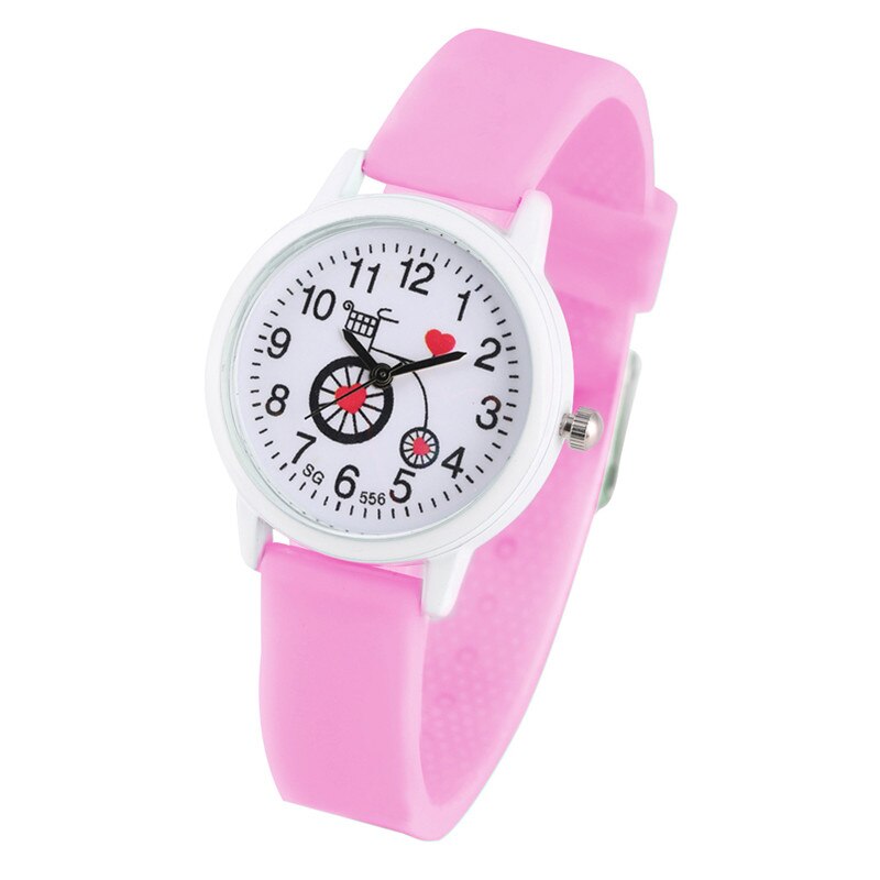 Leuke Fiets Patronen Wijzerplaat Horloge Voor Kinderen Beknopte Siliconen Quartz Horloge Beweging Voor Kind Minimalistische Stijl Horloge