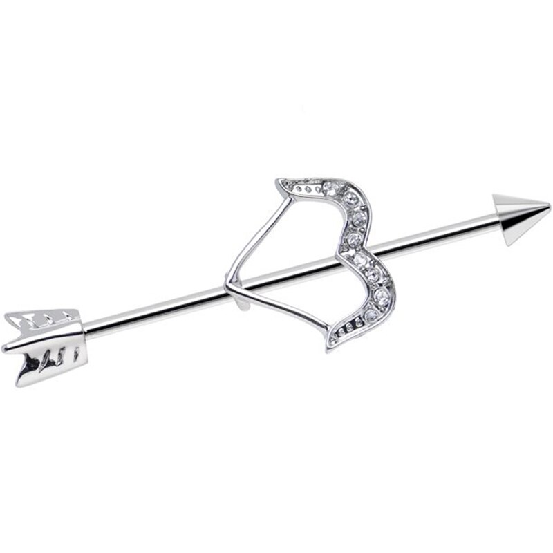 Schmetterling Pfeil Industrielle Hantel für Frauen Männer Stahl CZ Knorpel Wendel Ohrringe Zucht Karosserie durchbohren Schmuck Oreja 14G x 38mm 1PC: 1771-CL