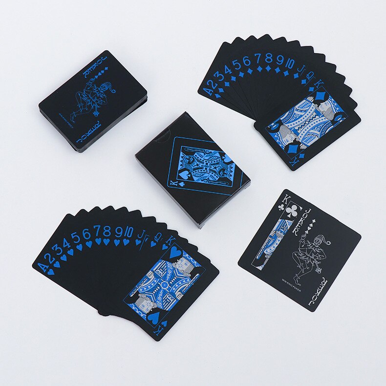 Vandtæt pvc plastik spillekort poker klassiske magiske tricks værktøj ren sort magi boks-pakket gyh: Blå sølv 6.3 x 8.9