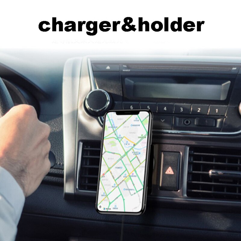 360 Degree Rotation Car Magnetic Wireless Charger Stand for iPhone Huawei Xiaomi Samsung Smartphone Qi Wireless Fast Car Charger