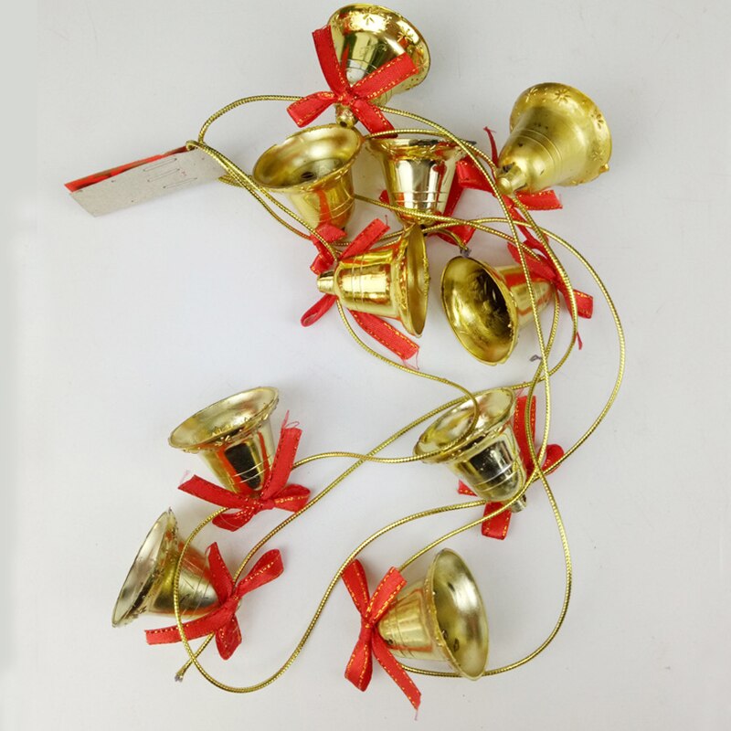 1.5M Kerst Decoratie Bel 4CM Tien Golden Bells Lange Strings Hanger Boog Party Home Bar Kerstboom Muur klok Charm