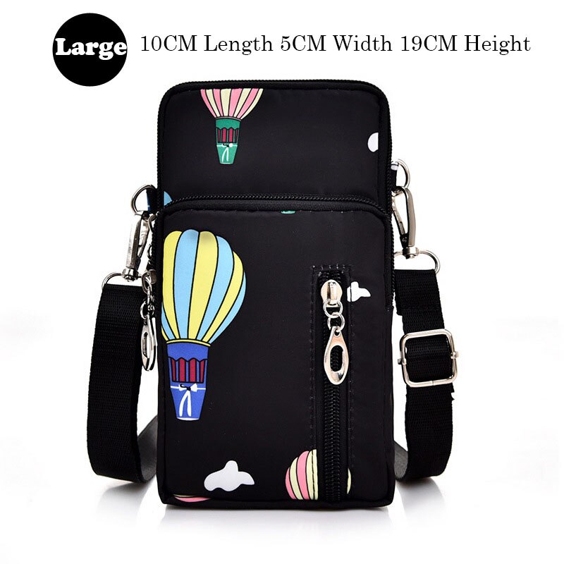 Mobile Phone Pouch for iPhone X XR XS 7 8 6 6s Plus Wrist Bag for iPhone 11 Pro Max Ladies Girl Shoulder Small Bags Case: Large Black