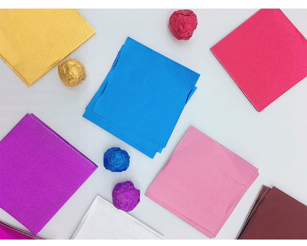 200pcs 10x10cm DIY Chocolate Paper Candy Packaging Paper Sweets Square Wrapper 6 Colors for Valentine's Day Birthday Party