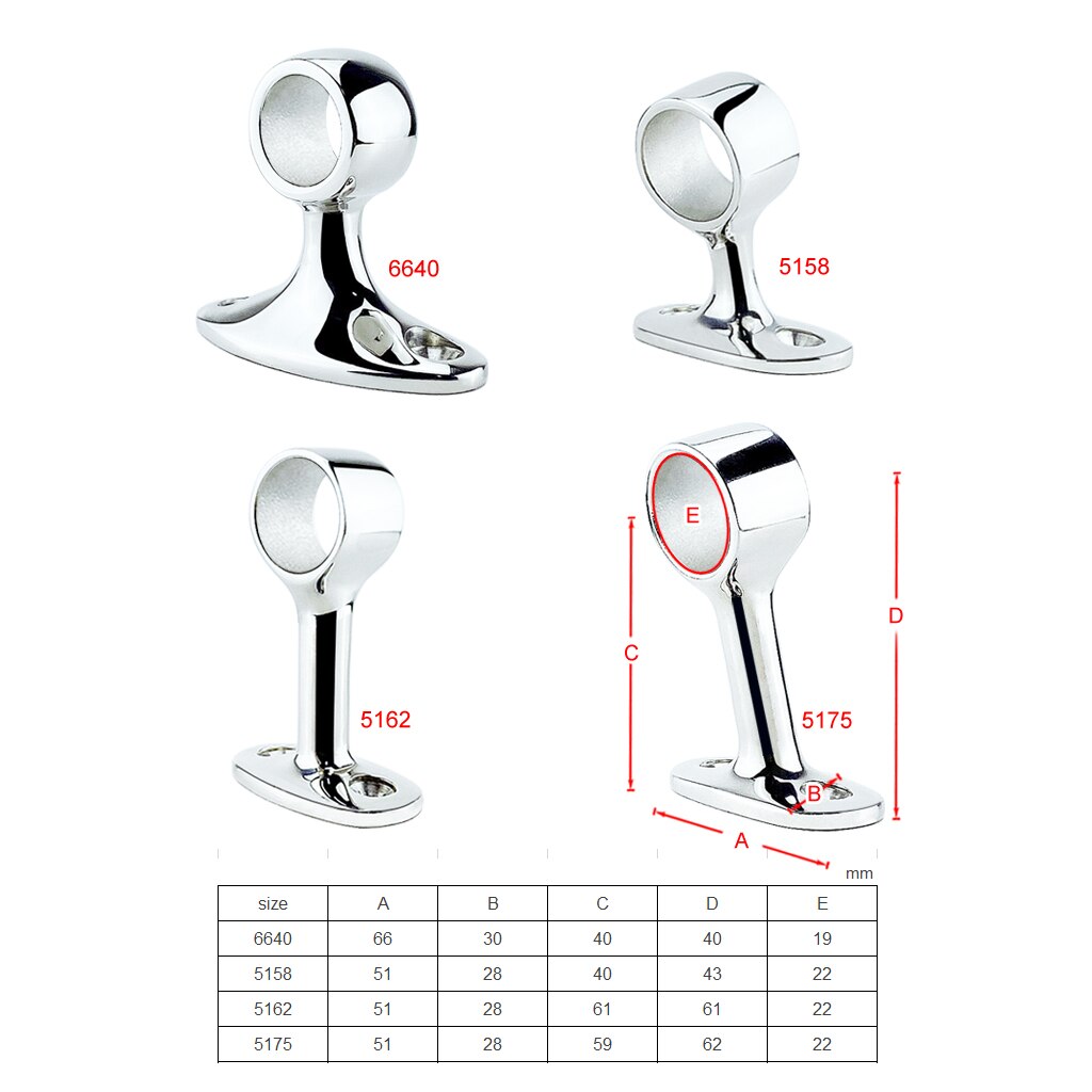 2X Angles 316 Stainless Steel Boat Hand Rail Fitting Marine Railing Support Bracket Tube Stanchion Hardware Yacht Accessories