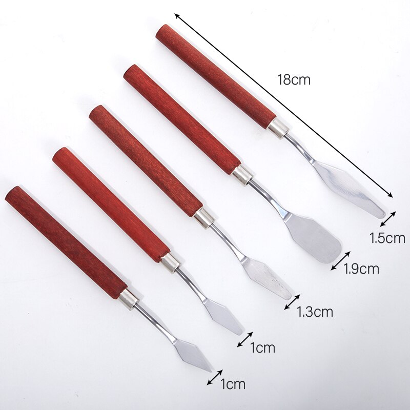 3/5Pcs Oil Painting Knife Wooden Handle Spatula Palette Knife For Oil Painting Drawing