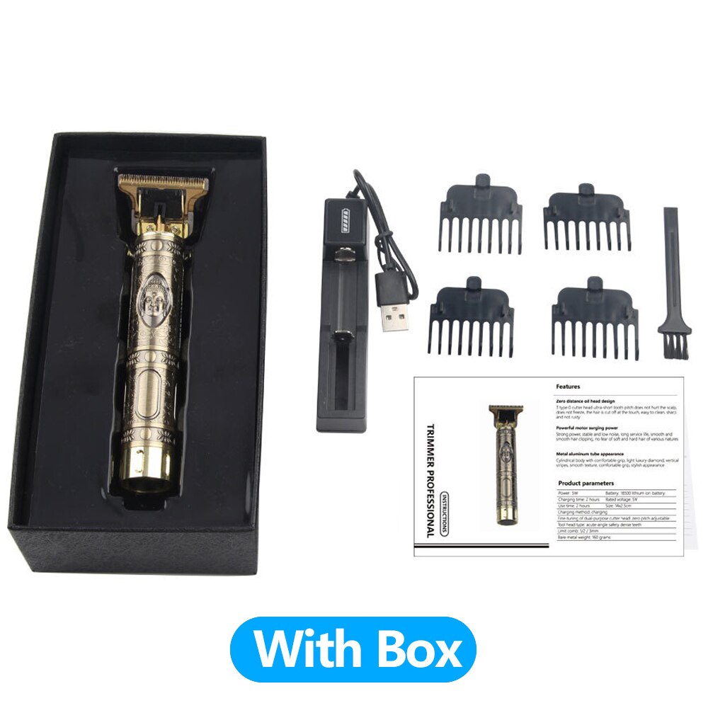 Elektrische Tondeuse Oplaadbare Scheerapparaat Baard Trimmer Professionele Mannen Haar Snijmachine Baard Kapper Tondeuse: With Box
