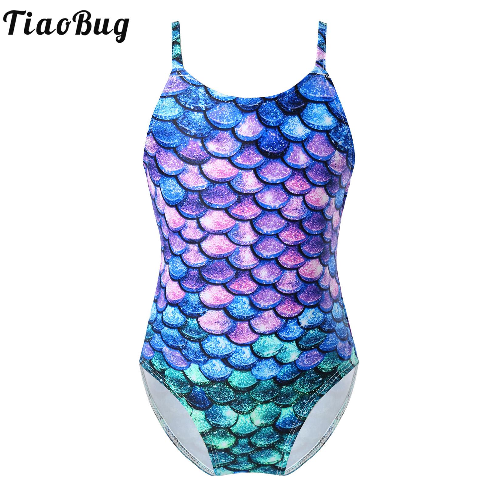 Maillot de bain une pièce pour petites filles, Monokini brésilien, imprimé écailles de poisson colorées, pour enfants