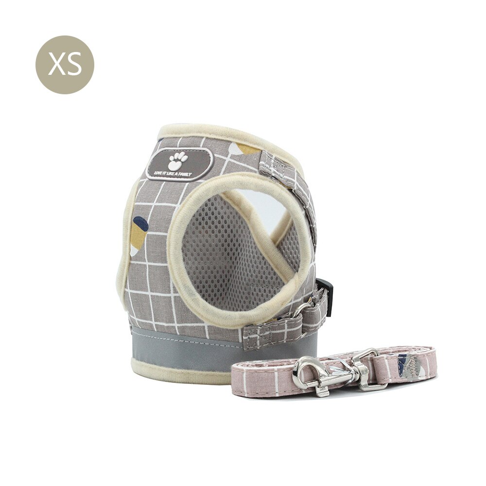 No pull hundesele åndbar mesh vest justerbar hundesele og snor sæt til små hunde reflekterende kæledyrshalsbånd til hvalp: Khaki / L