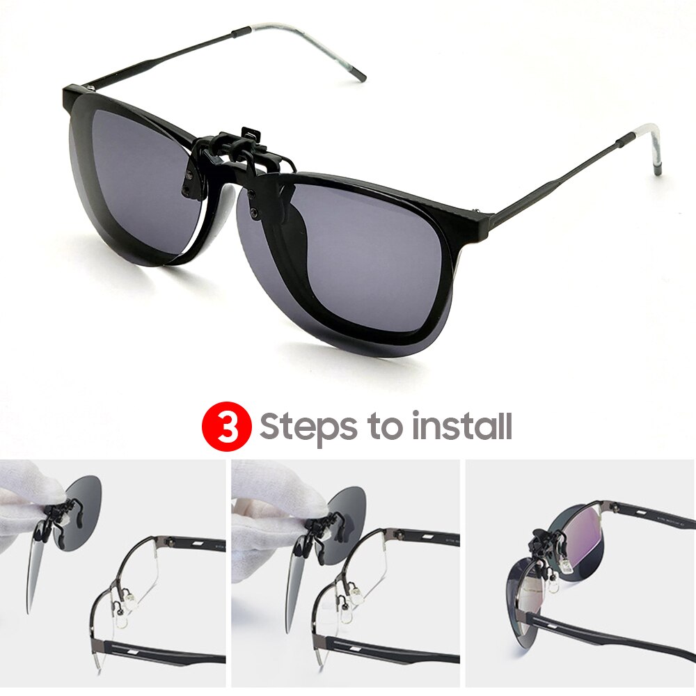 Rimless Round Flip up Clip on Oversized Men Polarized Clip Sunglasses Fishing Aviation Blue Mirror Big Size Driving Glasses