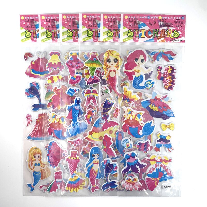 12 Sheets Cartoon Dress up Girl 3D Stickers Cute DIY Scrapbook Sticker For Kids Girls