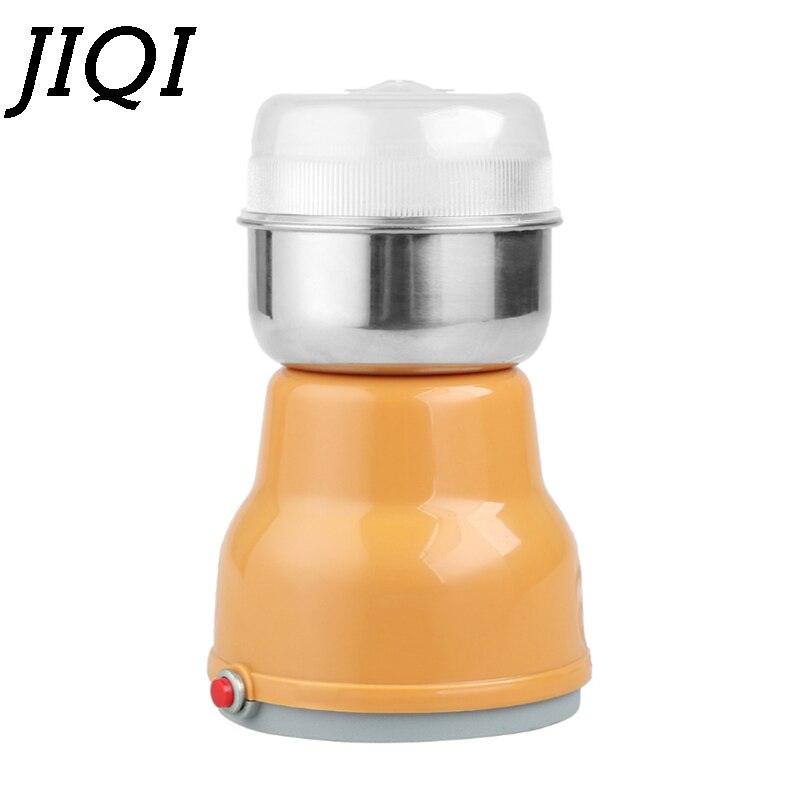 JIQI-Mini Molinillo Eléctrico de granos de café, 220V, hierbas para el hogar, rectificadora de tuercas de cobre, 150W, hoja de molino de acero inoxidable, enchufe de la UE