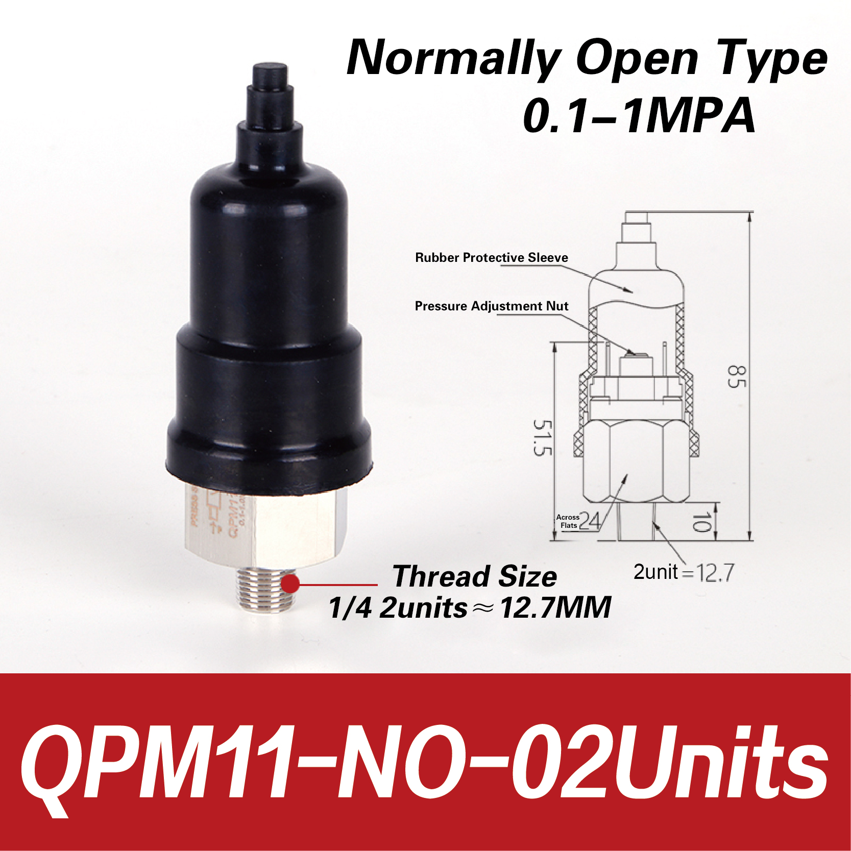 QPM11-NO QPM11-NC Adjustable Air Pressure Switch 1/4 1/8 Inch Pneumatic Diaphragm Hydraulic Pressure Control for Compressor: Blue