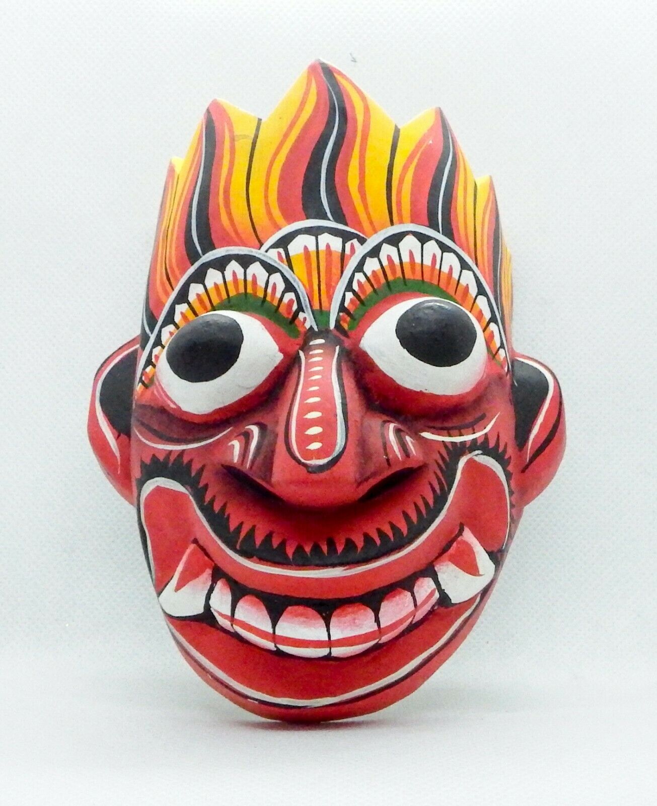 Hand Gesneden Houten Muur Art Decor Sri Lankaanse Sanni Masker Sculptuur Collectible 5 "Houten Masker