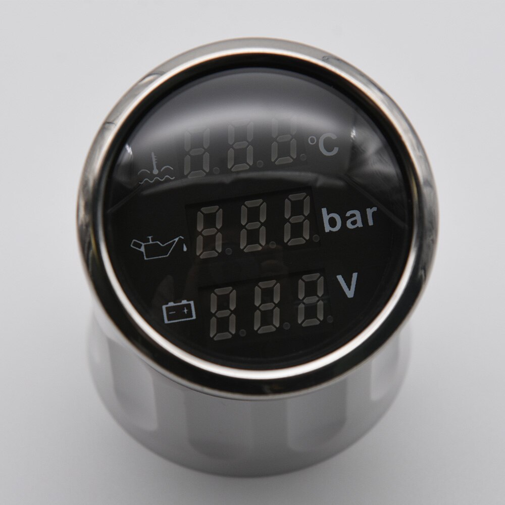 3 In 1 Multifunctionele Water Temperatuur Meter Oliedrukmeter Voltmeter Rode Backlight Met Alarm 0-10 Bar Water temp Meter
