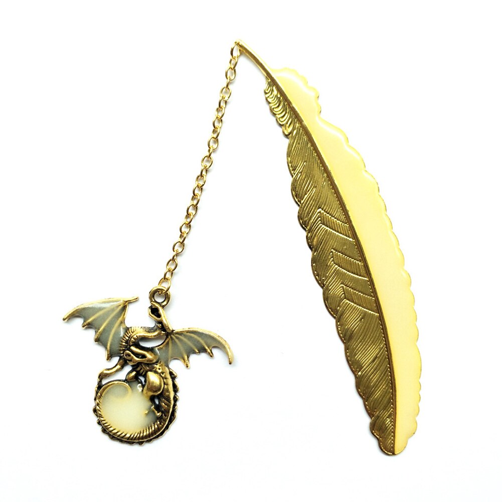 Metal Bookmark Feather Crown Luminous Feather Owl Bookmark Glow In The Dark Label Read Maker Book Accessories: A12