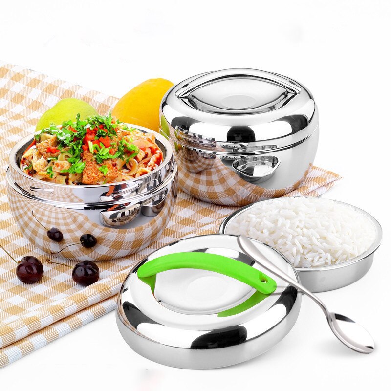 1 X Double Layer Lunch Box Thermal Insulated Food Container Stainless Steel