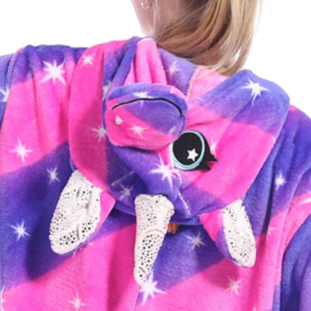 Disfraz de pijama de unicornio con capucha para niños, mono de dormir de cielo púrpura, Kigurumi