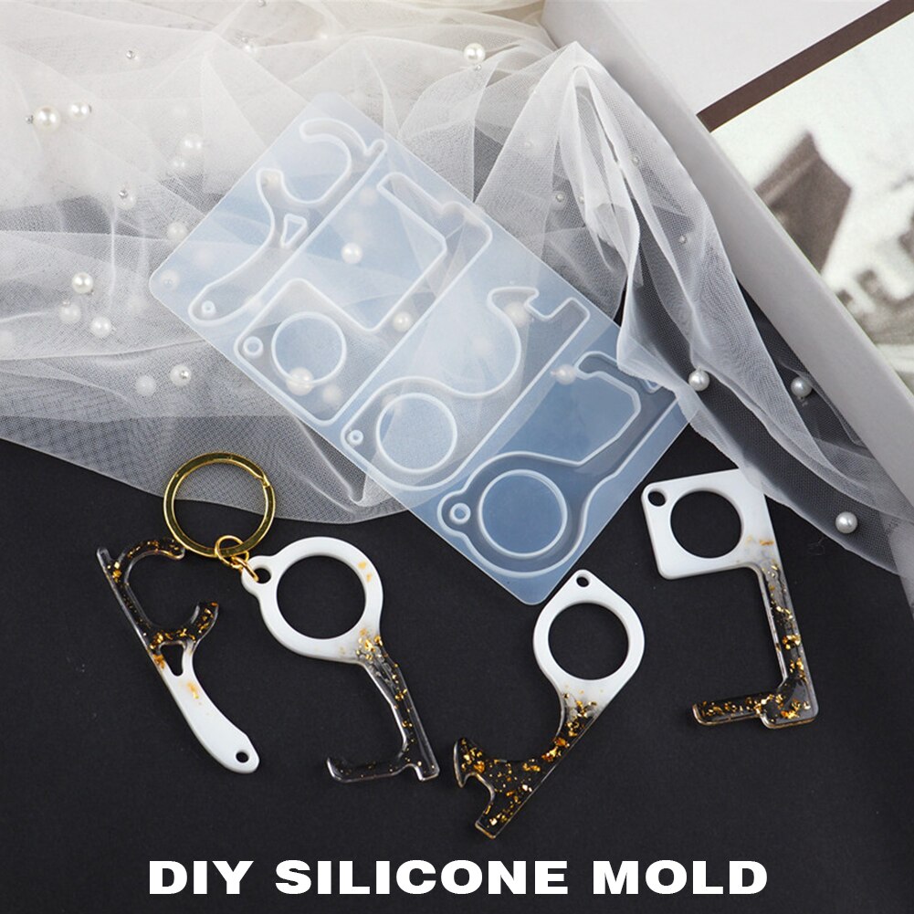 Home Craft Clear Epoxy Resin Casting Kids Adults DIY Pusher Silicone Mold No Touch Door Opener Beginners Button Multifunction