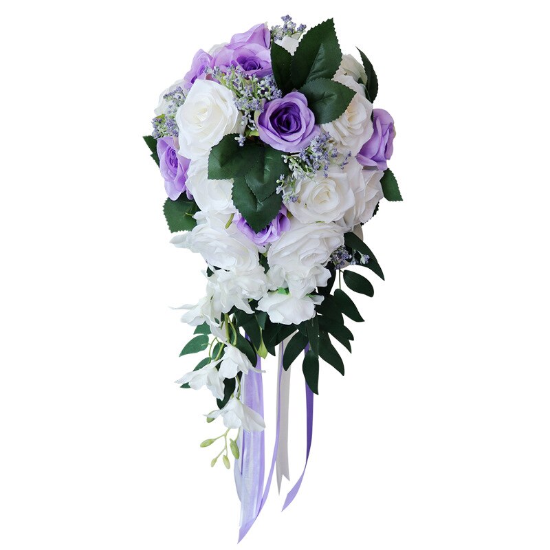 Hvide, lilla, rødme, vinrøde brudebuketter arrvail buketter 23*50cm