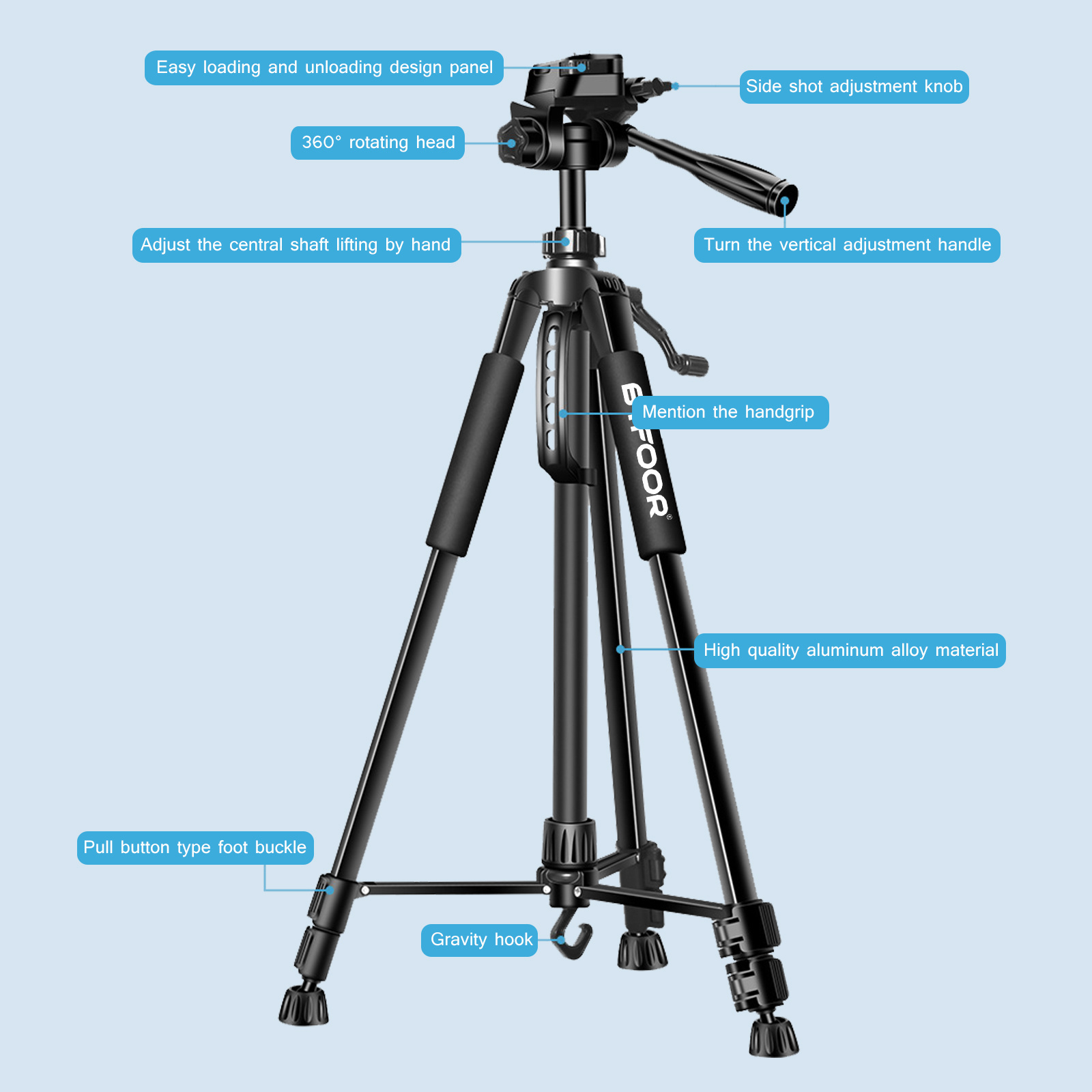 Tripé para câmera digital de viagem, 55 polegadas, 140cm, profissional, alumínio, suporte alto para telefone com placas rápidas, montagem pan head para dslr slr