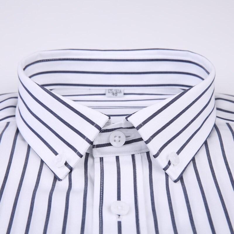 Chemise à manches longues pour homme à rayures verticales, tissu facile d'entretien - infroissable, chemises boutonnées décontractées et élégantes en coton
