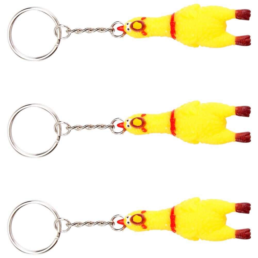 3 Pack Squeeze Screaming Kip Sleutelhanger Grappige Geel Squeaking Kip Hanger Voor Sleutels Tassen Telefoons: Size 2