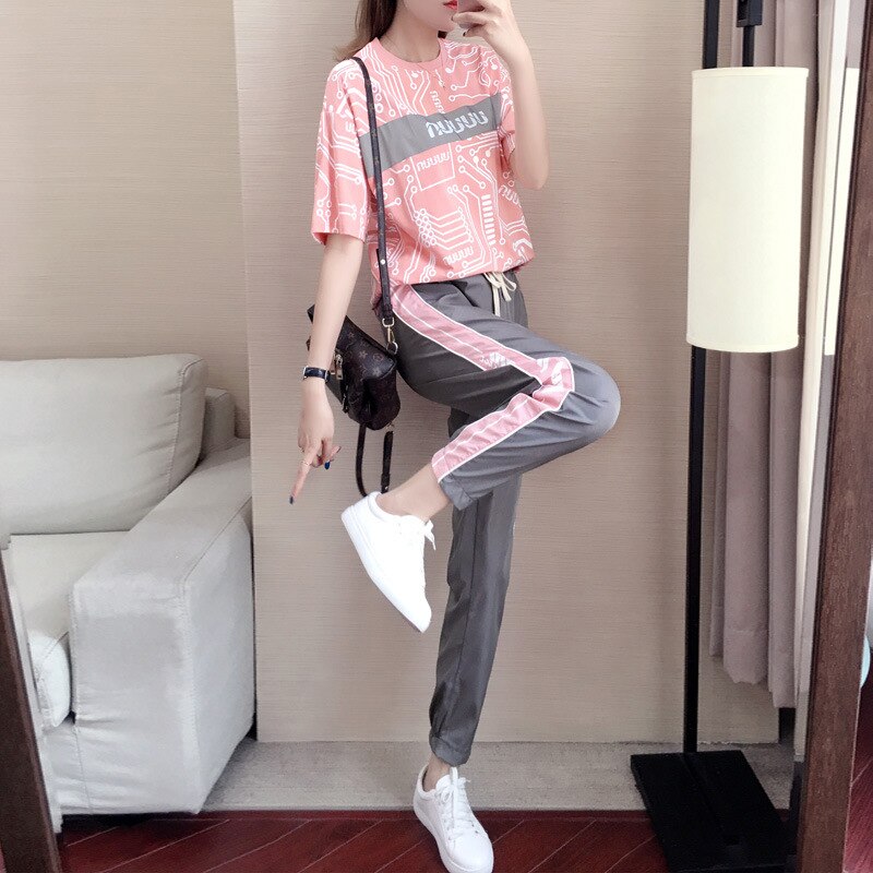 Meisjes casual sportpak dames zomer hiphop vrijetijdspak losse outdoor hardlooppak snel drogend tweedelig pak