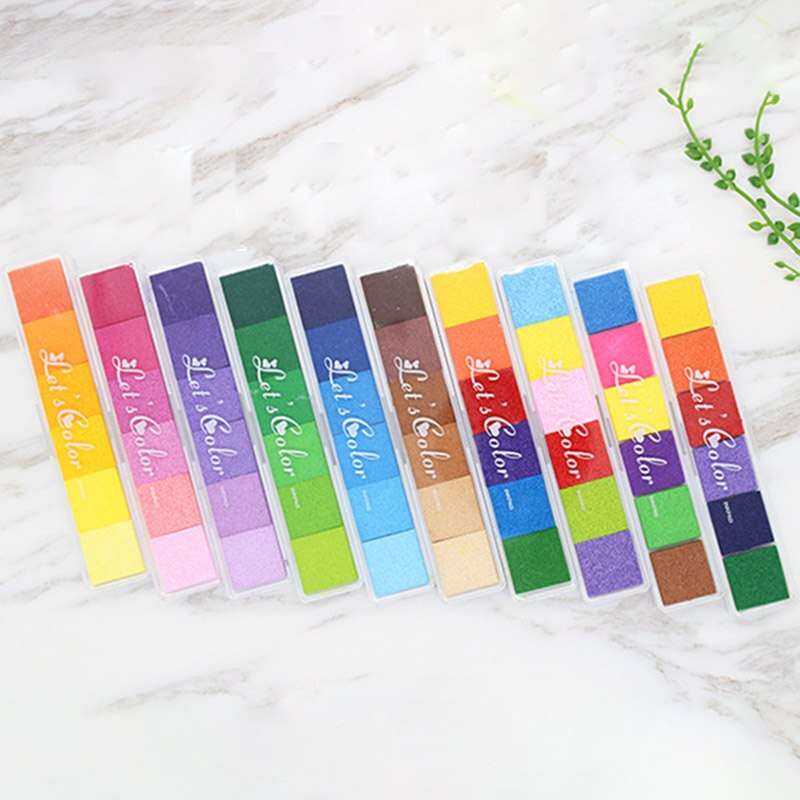 Fingerprint Ink Pad Gradient Color Rubber Inkpad Stamp Finger Print For Children Kids XHC88