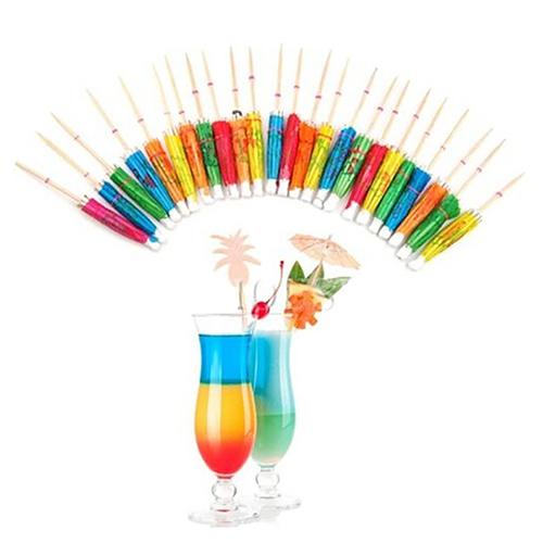 50Pcs Gemengde Kleur Mini Paraplu Parasol Snack Cocktail Party Pick Decoratie