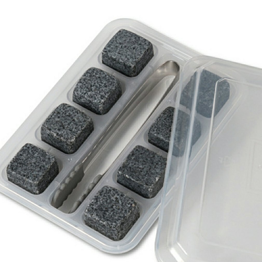 8Pcs Whisky Stenen Alcohol Ijs Steen Vierkante Koeling Steen Mooie Decoratie Delicate Whisky Marmer Met Clip