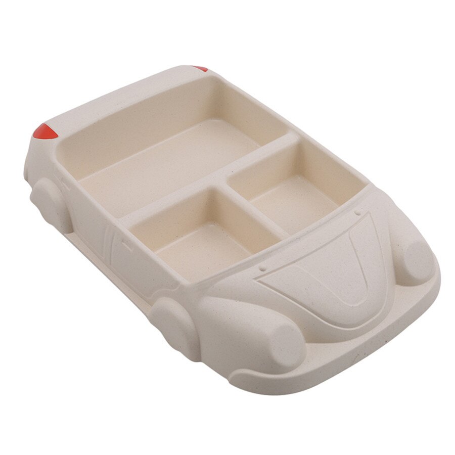 Platos de alimentación bonitos para bebé, cuenco de fibra de bambú ecológico, vajilla para coche para niños, juego separado, platos de entrenamiento de comida para niños, 1 ud.: Beige
