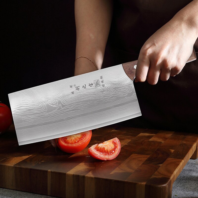 Japan køkken køkkenknive træhåndtag kød frugt grøntsag fisk slagterkniv kinesisk spaltemaskine med høj kulstofkniv knivkniv