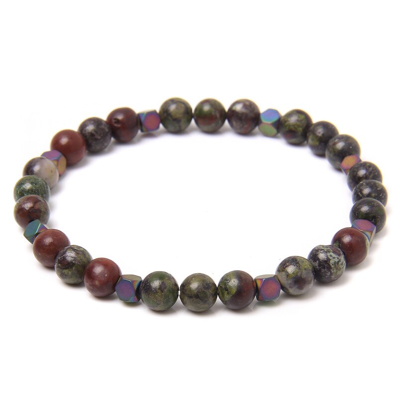 6Mm Natuurlijke Stenen Ronde Bead Hematiet Spacer Armband Wit Howliet Crazy Agaat Dragon Blood Stone Aantrekkelijke Sieraden: 5.Dragon Blood Stone / 23cm