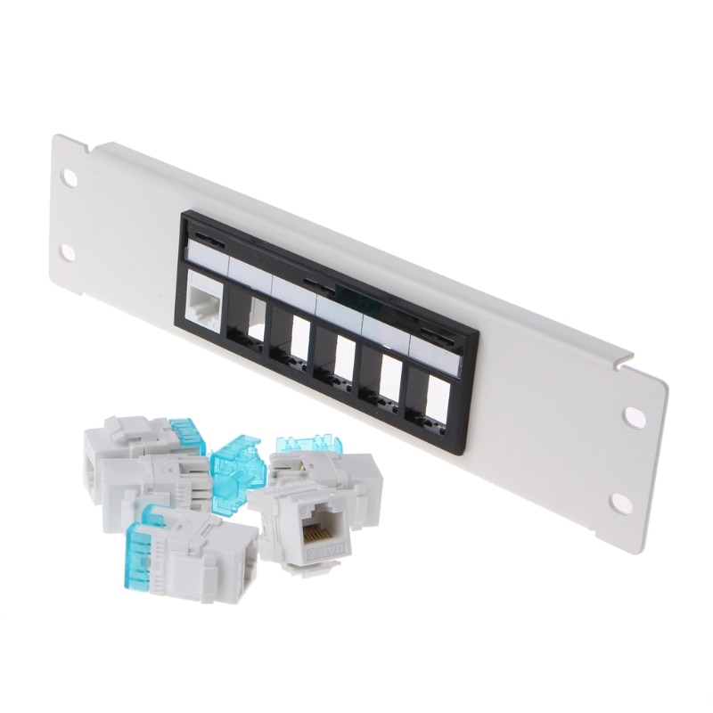 RJ45 CAT6 6 Ports Patch Panel Frame With RJ45 Keyston Module Jack Connector