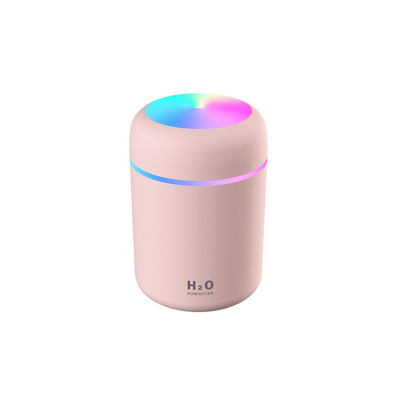 Usb mini proable ilmankostutin ultraääni aromiöljy eteerinen diffuusori sumukone värikkäällä valolla kotiautotoimistoon: Vaaleanpunainen