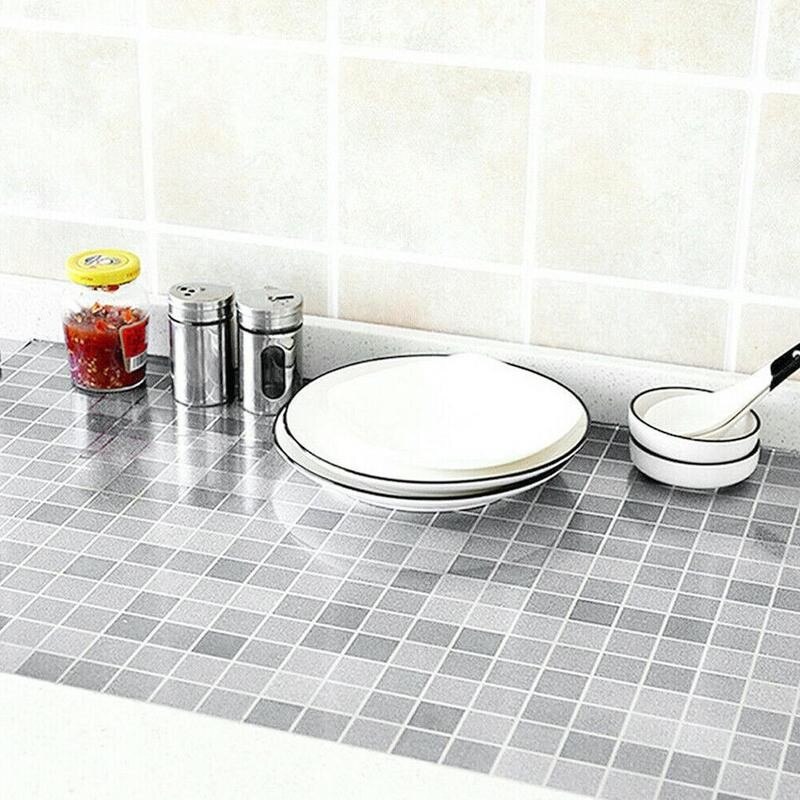 Waterproof Scrub Mosaic Wall Tile Stickers Kitchen Self Aluminum Wall Paper Adhesive Foil Bathroom Oil-proof Wallpaper U5T3