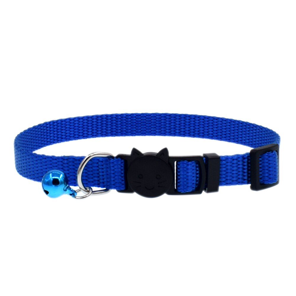 Cat Collar With Bell Safety Buckle Kitten Small Dogs Cats Adjustable Nylon Collars Pet Supplies E2S: Blue