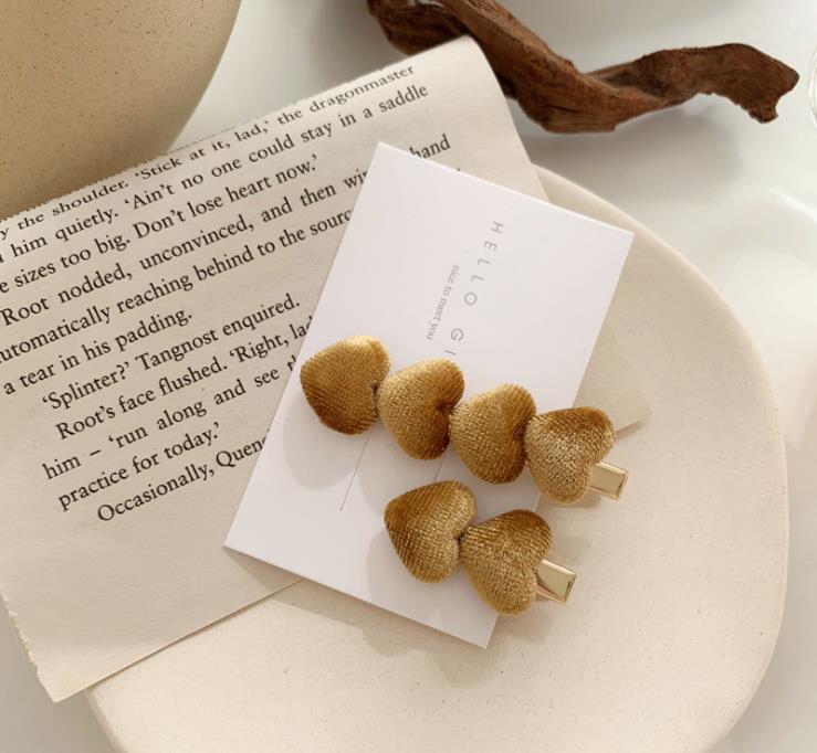 samt Liebe Haarspange eins süße Pony Clip Haarnadel weibliche Herbst und Winter Seite Clip für Mädchen Frauen Haar Zubehör: Gelb